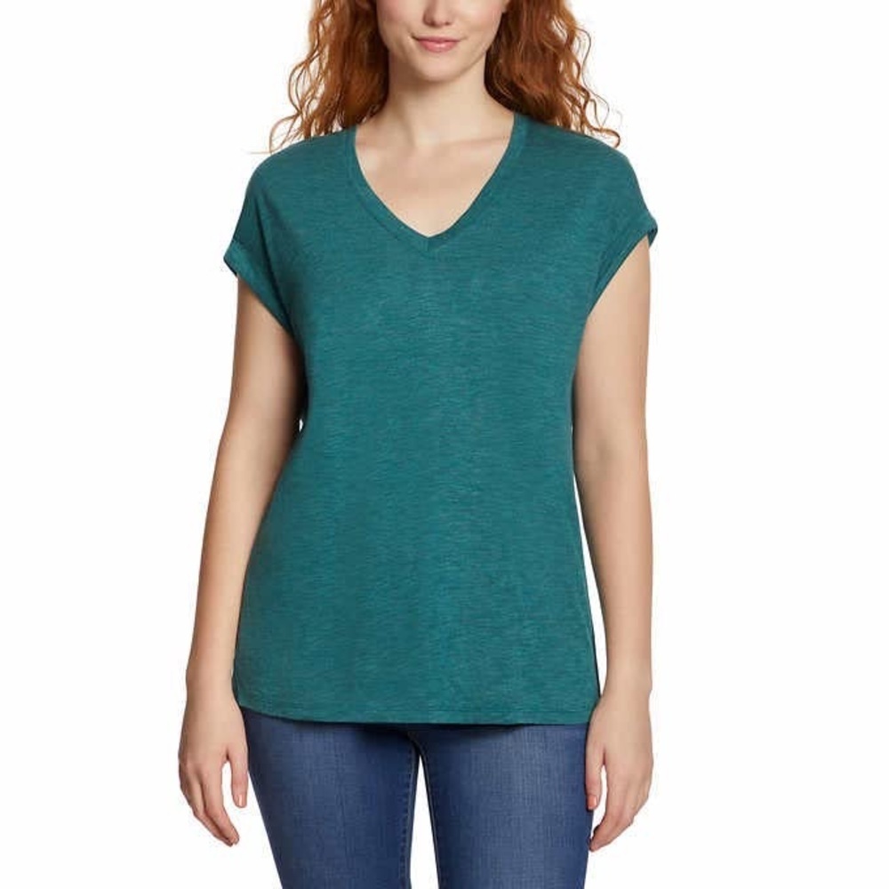 Jessica Simpson V-Neck Knit Top Pacific Green Teal Size small